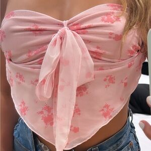 Floral Pink Strapless Top